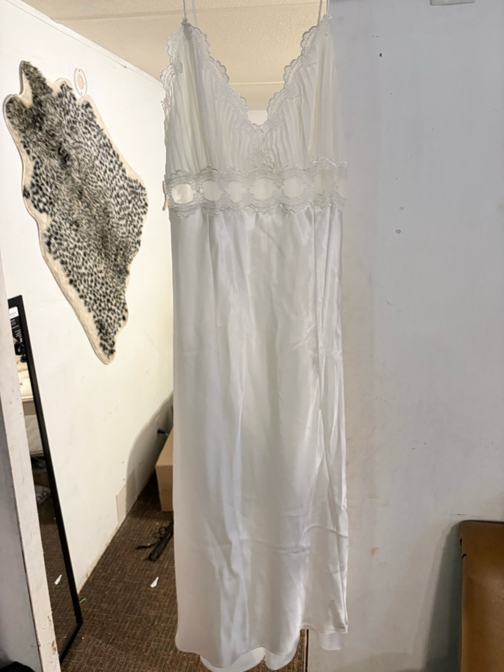 Linea Donatella White Satin Slip with Lace Trim